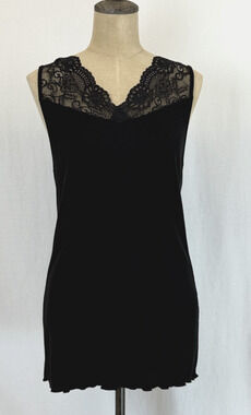 NWT Soya Concept BOUTIQUE Black Tank Top w/ Lace Detail #0418 XXL69
